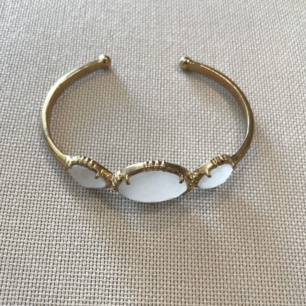 Made In India 14k Gold Plated Moon Stone Cuff Bra… - image 3